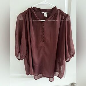 H&M- Small- Elegant Burgundy Women's Top
